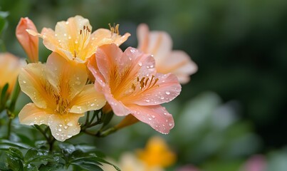 Fototapeta premium Flower with water droplets falling on the petals, Generative AI 