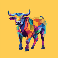 Colorful Low Poly Bull Vector illustration on isolated background