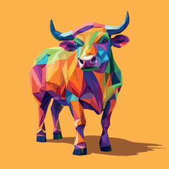 Colorful Low Poly Bull Vector illustration on isolated background