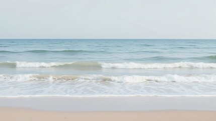 Serene Seascape with Gentle Waves on Sandy Beach