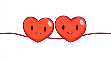 Intertwined Red Hearts Simple Vector Line Drawing on White Background, Minimalist Line Art Clipart Style, Clean Vector Logo for Valentine's Day