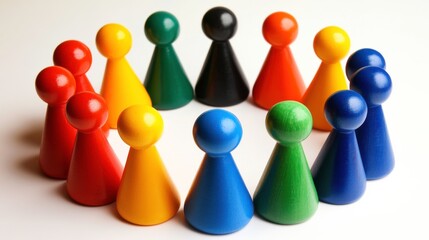 Obraz premium Team Building Session with Colorful Game Pieces
