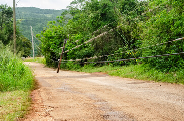 Broken Pole Along The Roadway