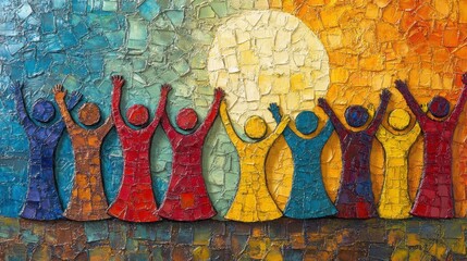 Vibrant Gathering of Supportive Figures in Resilience