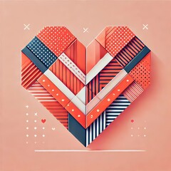 An origami heart graphic with folding instructions. Generative AI
