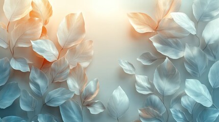Obraz premium Serene Leaf Symphony: A Pastel Dream of Tranquil Nature