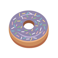 Donut taro with messes flavor. Sweet donuts. Donuts with sprinkle messes. Bakery.