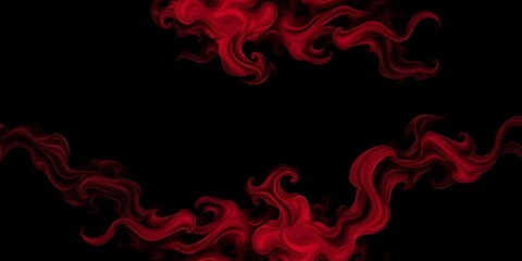 Abstract red smoke swirling in a mesmerizing pattern on a black background, creating vibrant red color clouds, illustration, texture