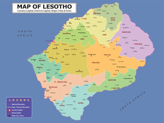 Obraz premium African Countries Geography Political map. Political map of country with capital, province or state capital, major cities and town.