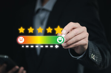 Customer review satisfaction feedback survey concept, Customer can evaluate quality of service...