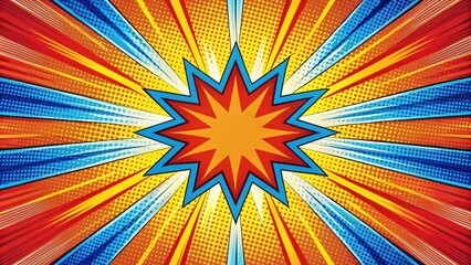 Fototapeta premium Dynamic Comic Book Style Burst Background with Star Shape