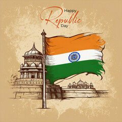Indian republic day social media post template