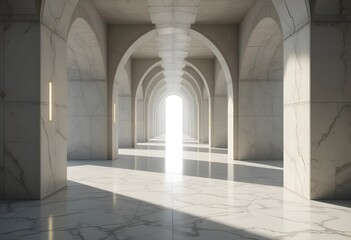 Obraz premium Long Arched Mosque Corridor Filled