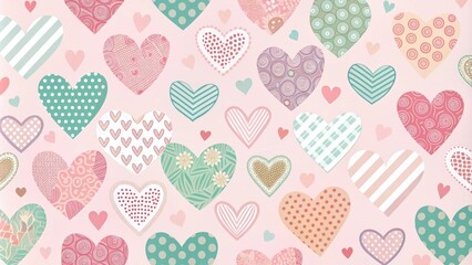 Pastel Hearts Pattern A Charming Design of Varied Textures and Styles
