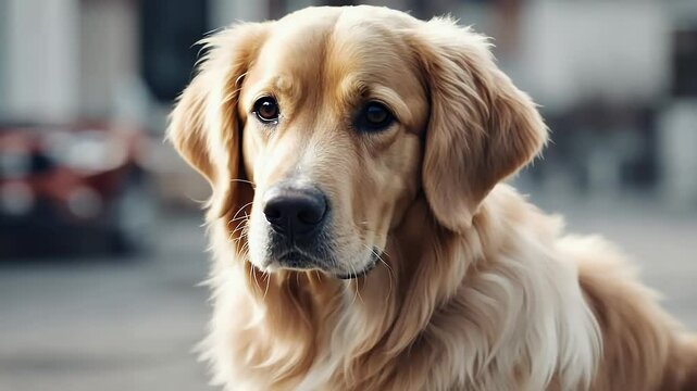 friendly lovable Golden Retriever white background perfect greeting cards video of promotional materials  in 4k