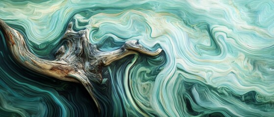 Obraz premium abstract tree stump or nature pattern color background.exotic wallpaper in painting style.wavy wave art shape