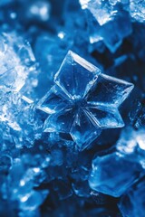 Close-up of intricate blue crystal formations showcasing their beauty.