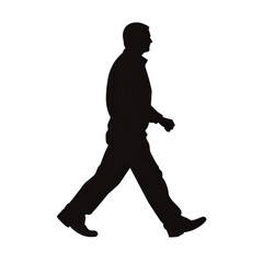 Walking man silhouette urban street graphic minimalist environment side view motion concept isolated on transparent background