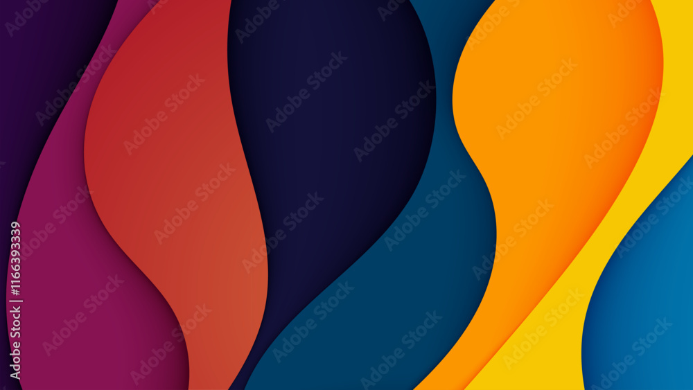 Sticker abstract papercut background colorful wavy shape cutout design vector