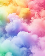 Abstract Pastel Rainbow Colored Smoke Cloudscape