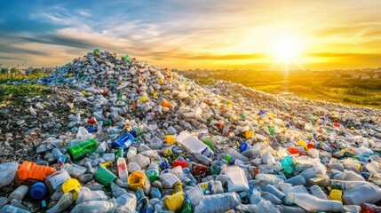 Recycling Facility in Rural Town Under Bright Sunlight