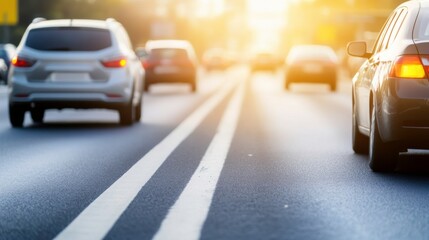 Urban Traffic Congestion in Afternoon Light