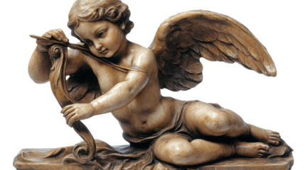 statue of a angel transparent on white background 