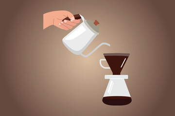 Coffee beverage Concept. Colored flat vector illustration isolated.