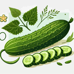 cucumber with leaves