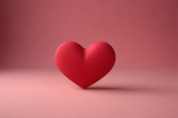 a close up of a red heart on a pink background