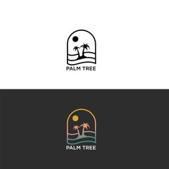 palm tree tropical island logo design concept idea
