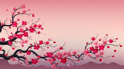 Naklejka premium cherry blossom background HD 8K wallpaper Stock Photographic Image