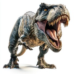 Fototapeta premium A realistic depiction of a roaring T-Rex dinosaur showcasing its fierce features.