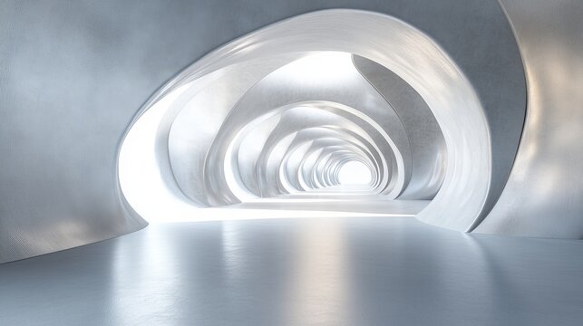 Abstract futuristic tunnel with glowing light at the end. (2)