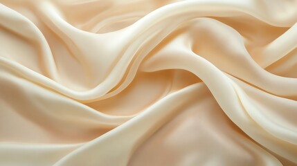 Obraz premium Elegant silky fabric showcasing smooth, luxurious texture in cream.