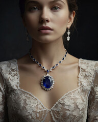This sapphire necklace features a luxurious and elegant design.