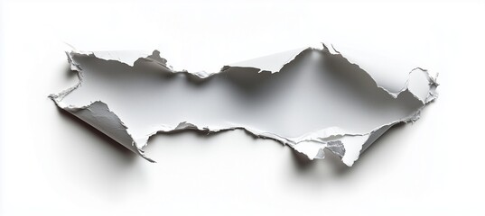 Single piece of horizontally torn paper on a white base.