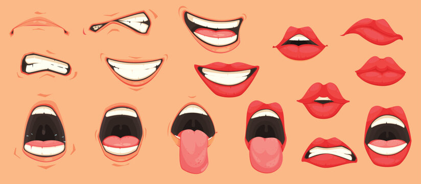 cartoon mouth gesture set vector art
