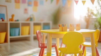 Bright Playful Classroom with Integrated Education Tools