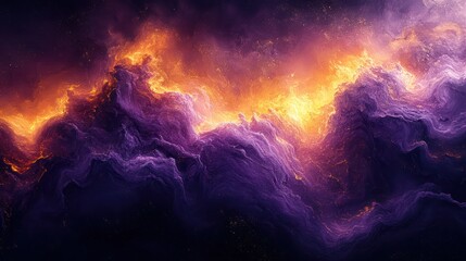 Cosmic Firestorm: A Celestial Tapestry of Purple and Orange