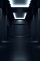 Obraz premium Modern Futuristic Dark Room with 3D Design