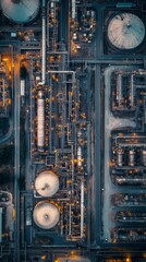 Aerial View of Chemical Plant at Night