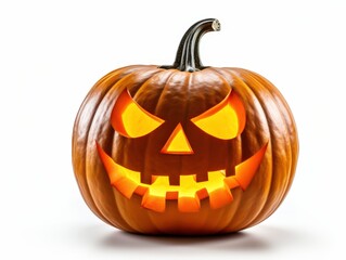 Spooky and Grinning Halloween Pumpkin Carved with a Menacing Face, Perfect for Holiday Decorations, Festivities, and Seasonal Celebrations