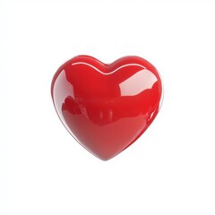 Fototapeta premium Shiny Red Heart Shape Isolated on White Background for Love and Affection Themes