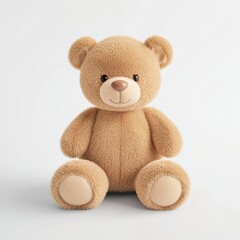 Cute and Soft Stuffed Teddy Bear Toy Sitting on a Plain Background