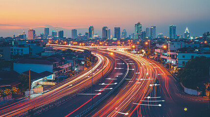 Obraz premium Smart Innovation city with connection cyber security network reciprocity over the sunset cityscape future wireless digital city and social media networking systems that connects people in the city