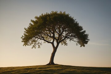 Obraz premium there is a lone tree on a hill with a sky background