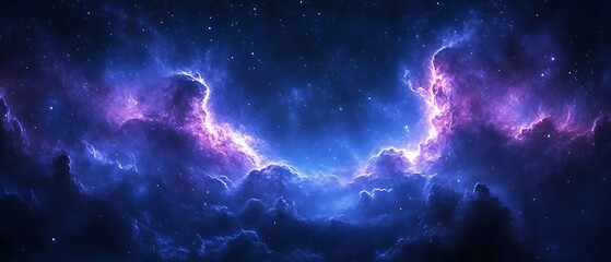 Fototapeta premium Cosmic Nebula Vibrant Purple and Blue.