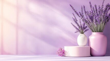 Obraz premium Lavender blooms in soft light, serene pastel hues. Tranquil scene.