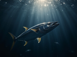 bluefin tuna fish swimming in the sea